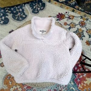 OshKosh pale pink fleece pullover SZ 3T. Snap high neck. Elastic waist